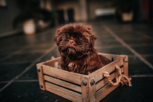 service dog resting in a crate