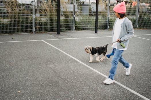 child training a puppy