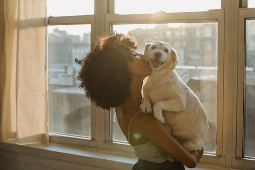happy service dog and owner